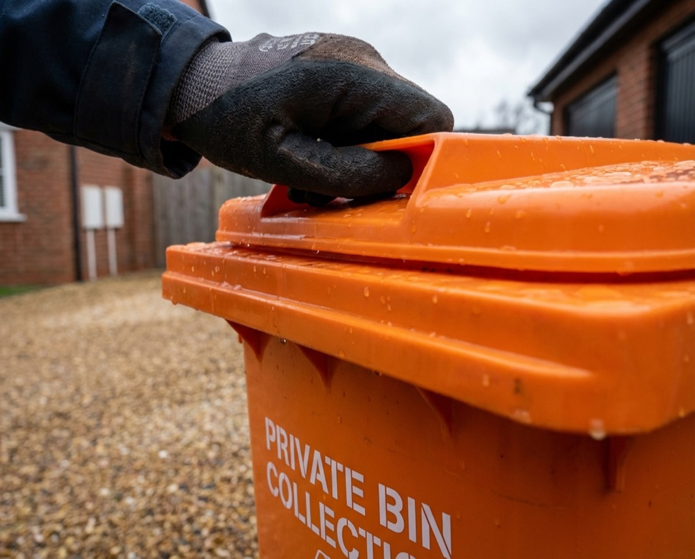 Clean wheelie bin ready for private collection in Goring-by-Sea